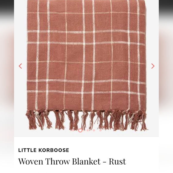💖💖 NWT Little Korboose Warm Throw Blanket Plaid Rust & Cream 100% Cotton - Picture 6 of 6